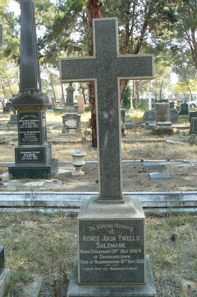 SALZMANN Agnes Julia Twells nee COLEMAN 1864-1938