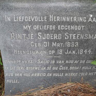 STEENSMA Rintje Sjoerd 1893-1944 &amp; Bettie HOFFMAN 1899-1987