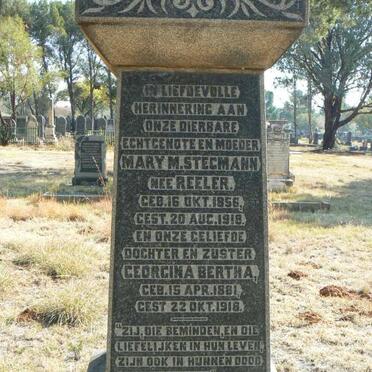 STEGMANN Mary M. nee REELER 1856-1918 :: STEGMANN Georgina Bertha 1881-1918