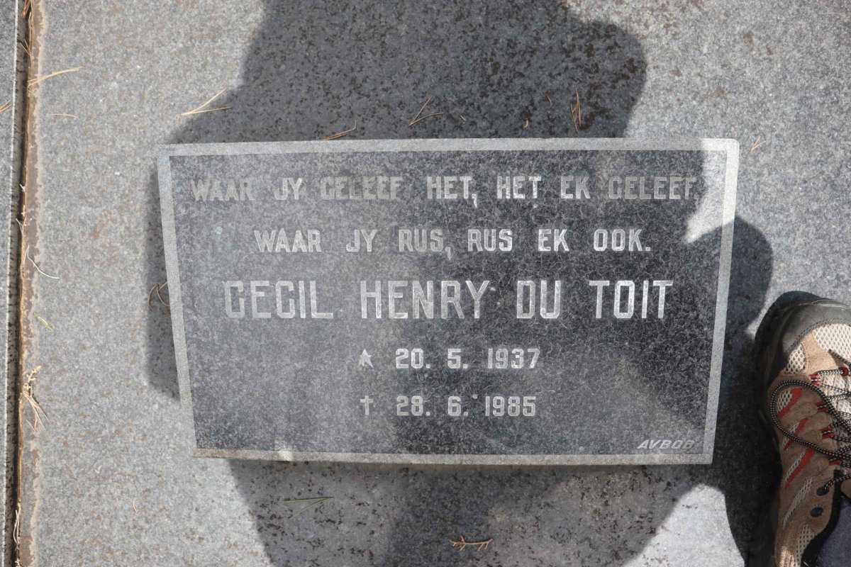 TOIT Cecil Henry, du 1937-1985
