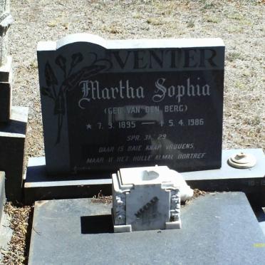 VENTER Martha Sophia nee VAN DEN BERG 1895-1986