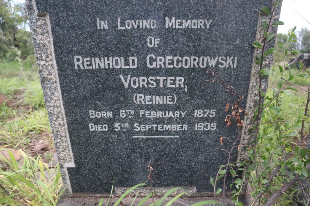 VORSTER Reinhold Gregorowski 1875-1939