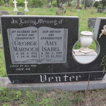 VENTER George Marnoch 1930-1982 &amp; Amy Isabel 1938-2012