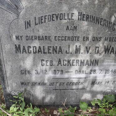 WALT Magdalena J.M., v.d. nee ACKERMANN 1879-1946