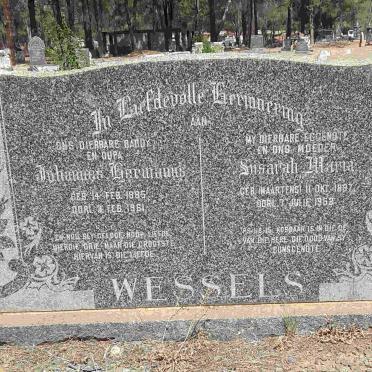 WESSELS Johannes Hermanus 1885-1961 &amp; Susarah Maria MAARTENS 1887-1953
