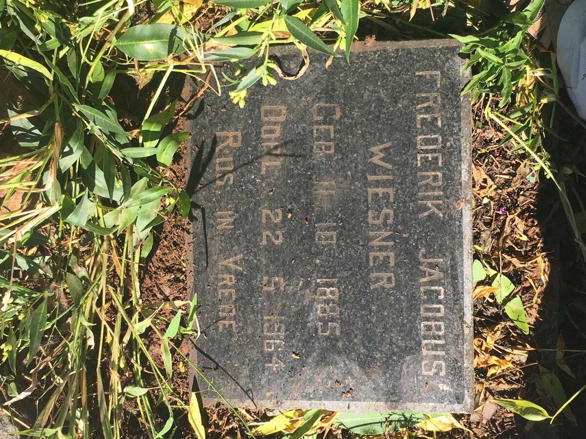 WIESNER Frederik Jacobus 1885-1964