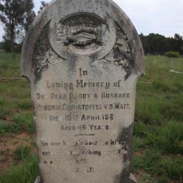 WATT Hendrik Christoffel, v.d. -1923