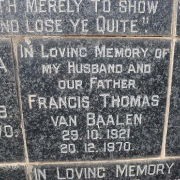 BAALEN Francis Thomas, van 1921-1970