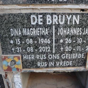 BRUYN Johannes Jacobus, de 1944-2013 &amp; Dina Magrietha 1946-2012