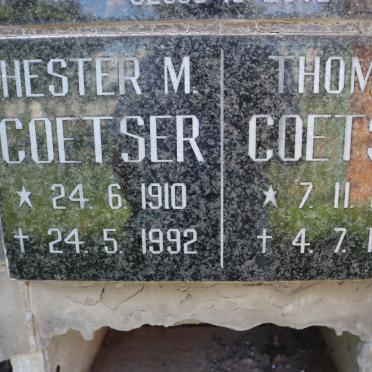 COETSER Thomas 1909-1994 &amp; Hester M. 1910-1992