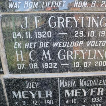 GREYLING J.F. 1920-1997 :: GREYLING H.C.M. 1932-2002