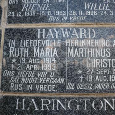 HAYWARD Marthinus Christoffel 1914-1997 &amp; Ruth Maria 1914-1993