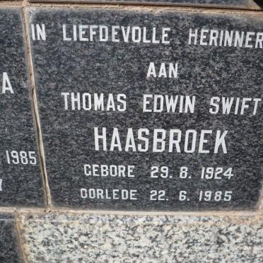 HAASBROEK Thomas Edwin Swift 1924-1985