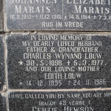 LOUW Charles Wynand 1898-1977 &amp; Edith 1895-1986