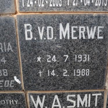 MERWE B., v.d. 1931-1988