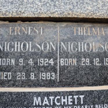 NICHOLSON Ernest 1924-1983 &amp; Thelma 1926-