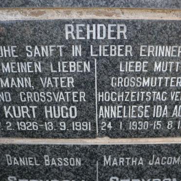 REHDER Kurt Hugo 1926-1991 &amp; Anneliese Ida Agnes 1930-1997
