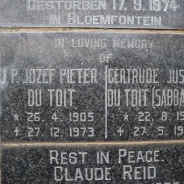 TOIT Jozef Pieter, du 1905-1973 &amp; Gertrude Justine SABBACHA 1911-1995