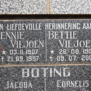 VILJOEN Hennie 1907-1997 &amp; Bettie 1907-2007