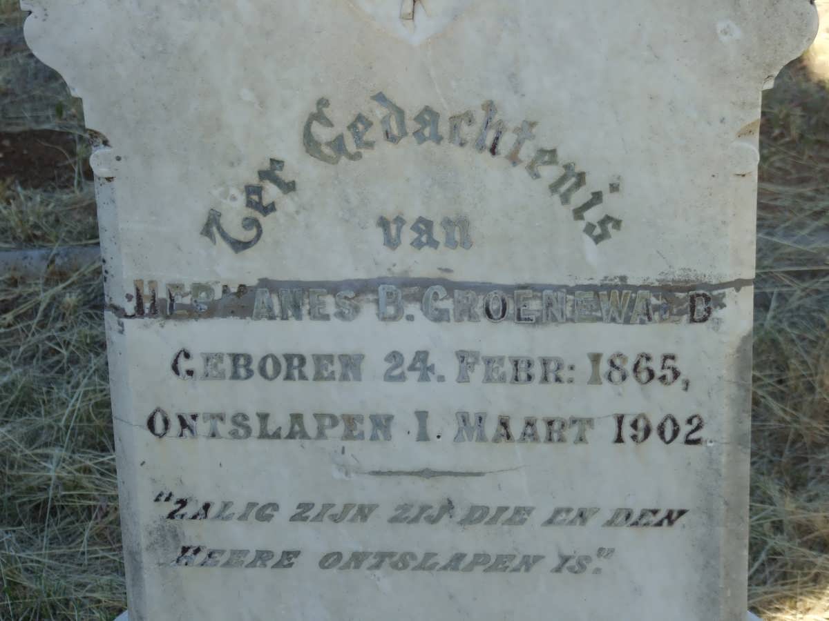 GROENEWALD Hermanes B. 1865-1902