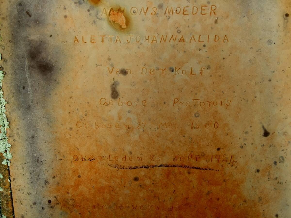 KOLF Aletta Johanna Alida, van der nee PRETORIUS 1880-1924