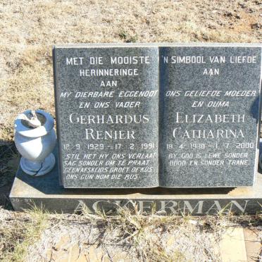 ACKERMAN Gerhardus Renier 1929-1991 &amp; Elizabeth Catharina 1930-2000