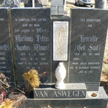 ASWEGEN Marthinus Petrus Jacobus, van 1964-1991 &amp; Henriette SMIT 1966-
