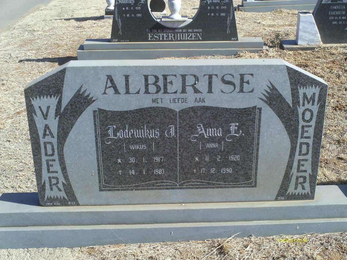 ALBERTSE Lodewikus J. 1917-1983 &amp; Anna E. 1920-1990
