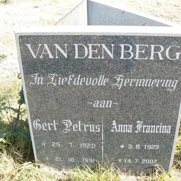 BERG Gert Petrus, van den 1920-1991 &amp; Anna Francina 1923-2007
