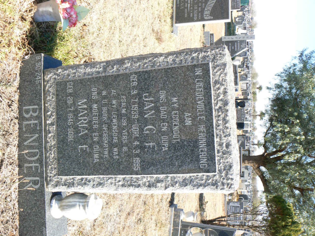 BENDER Jan D.F. 1939-1995 &amp; Maria E. 1945-