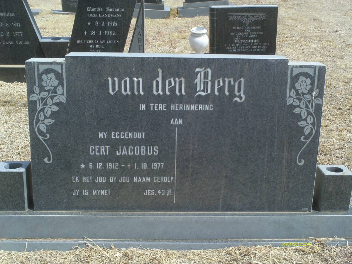 BERG Gert Jacobus, van den 1912-1977