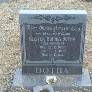 BOTHA Hester Sophia nee WESSELS 1898-1977