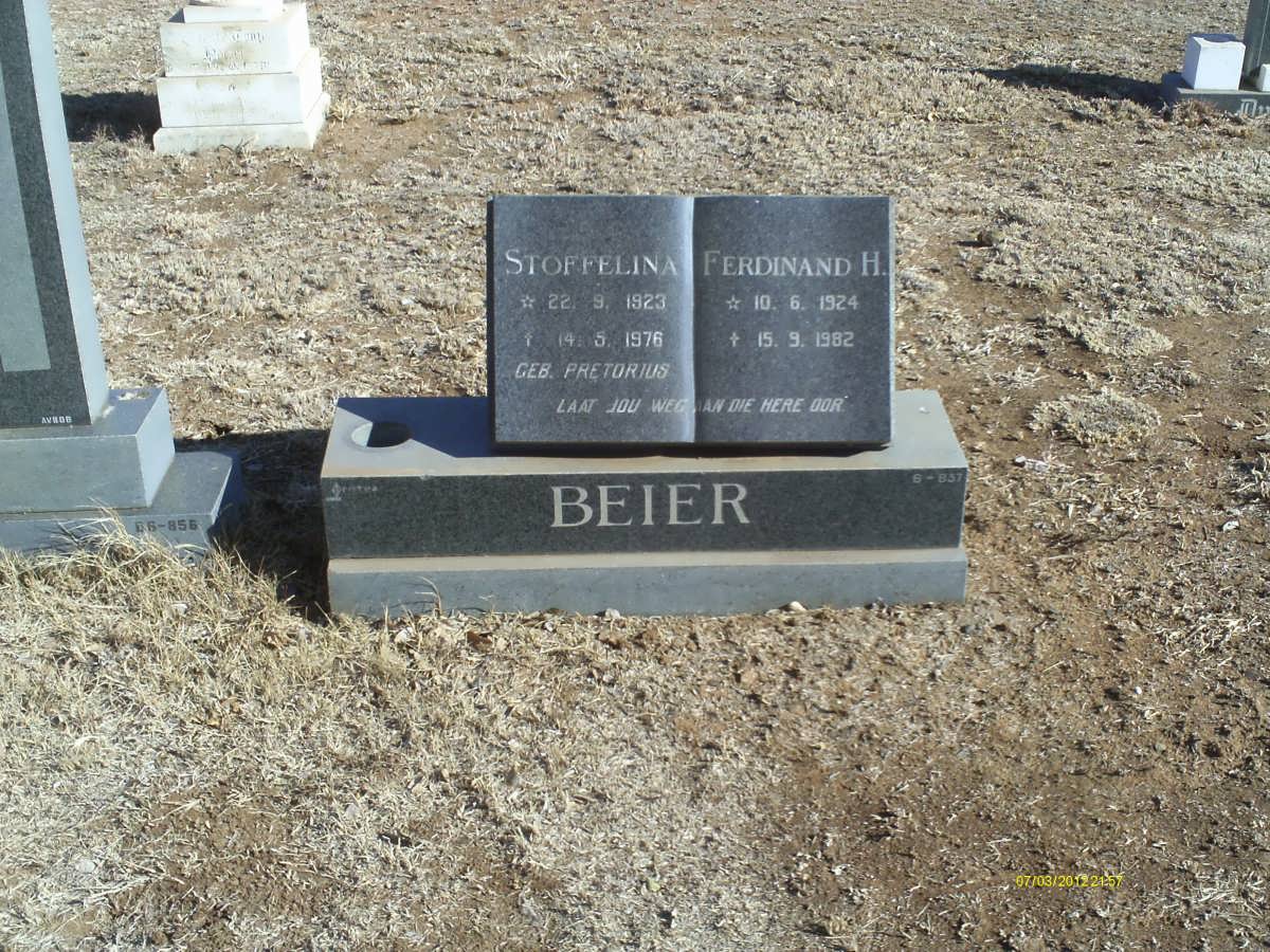 BEIER Ferdinand H. 1924-1982 &amp; Stoffelina PRETORIUS 1923-1976
