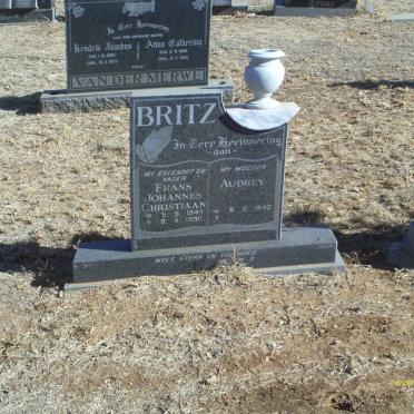 BRITZ Frans Johannes Christiaan 1944-1990 &amp; Audrey 1942-