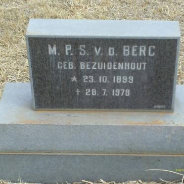BERG M.P.S., v.d nee BEZUIDENHOUT 1899-1978
