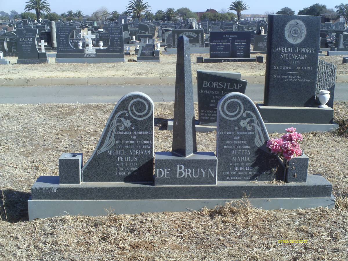 BRUYN Michiel Adriaan Petrus, de 1921-1988 &amp; Aletta Maria 1920-2007