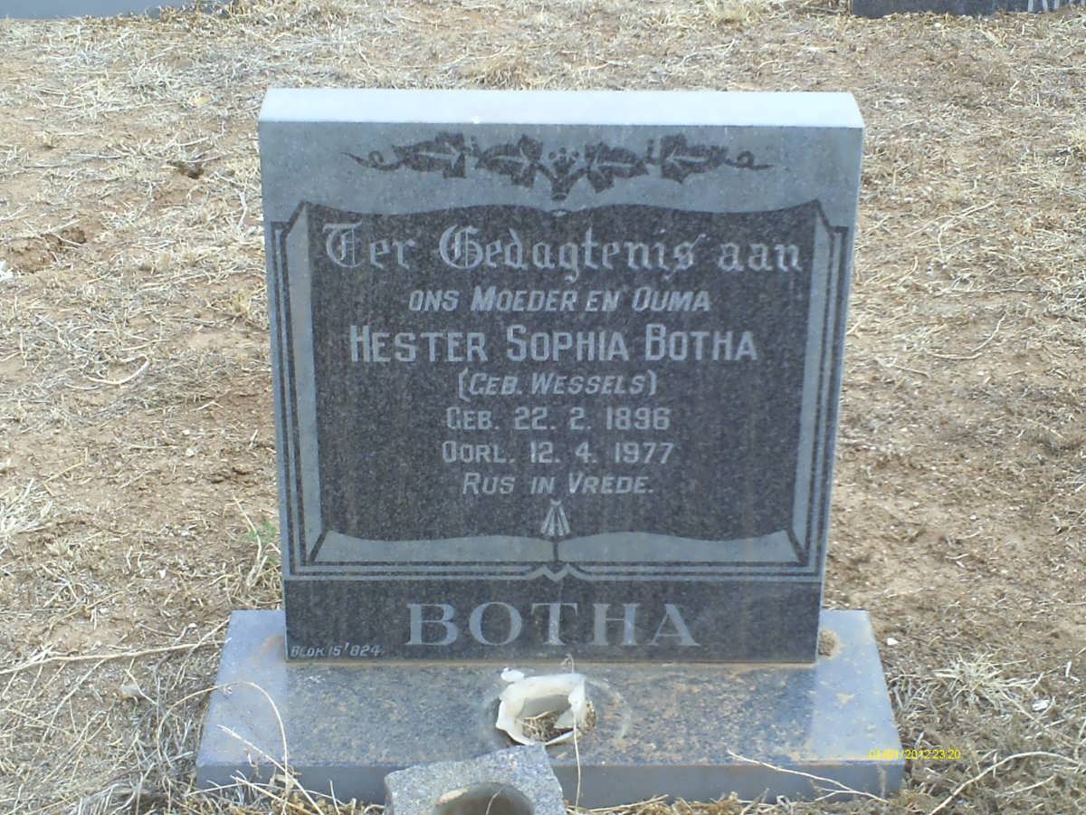 BOTHA Hester Sophia nee WESSELS 1898-1977