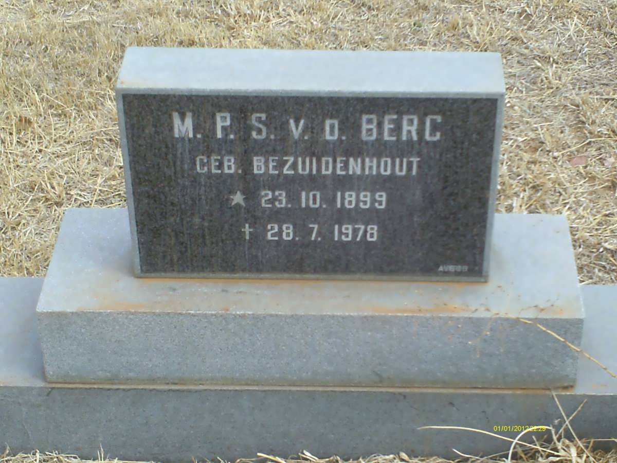 BERG M.P.S., v.d nee BEZUIDENHOUT 1899-1978