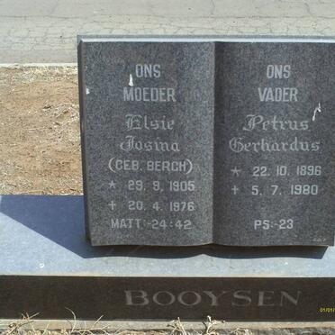 BOOYSEN Petrus Gerhardus 1896-1980 &amp; Elsie Josina BERGH 1905-1976