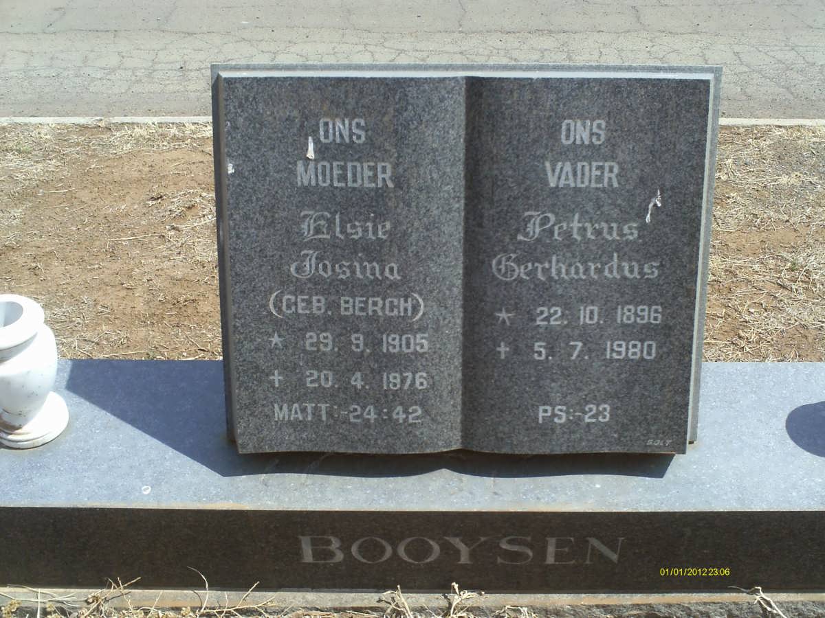 BOOYSEN Petrus Gerhardus 1896-1980 &amp; Elsie Josina BERGH 1905-1976
