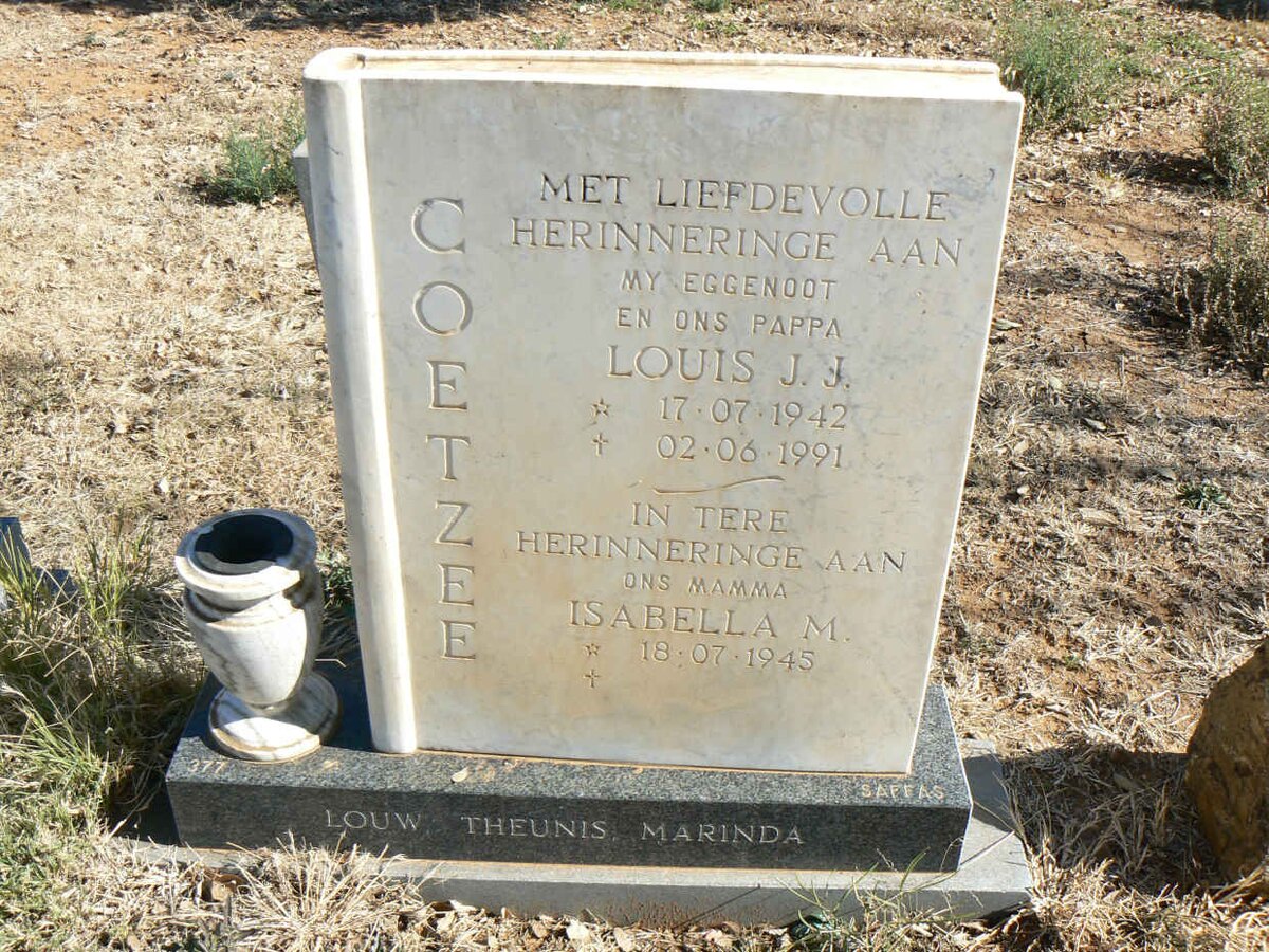 COETZEE Louis J.J. 1942-1991 &amp; Isabella M. 1945-