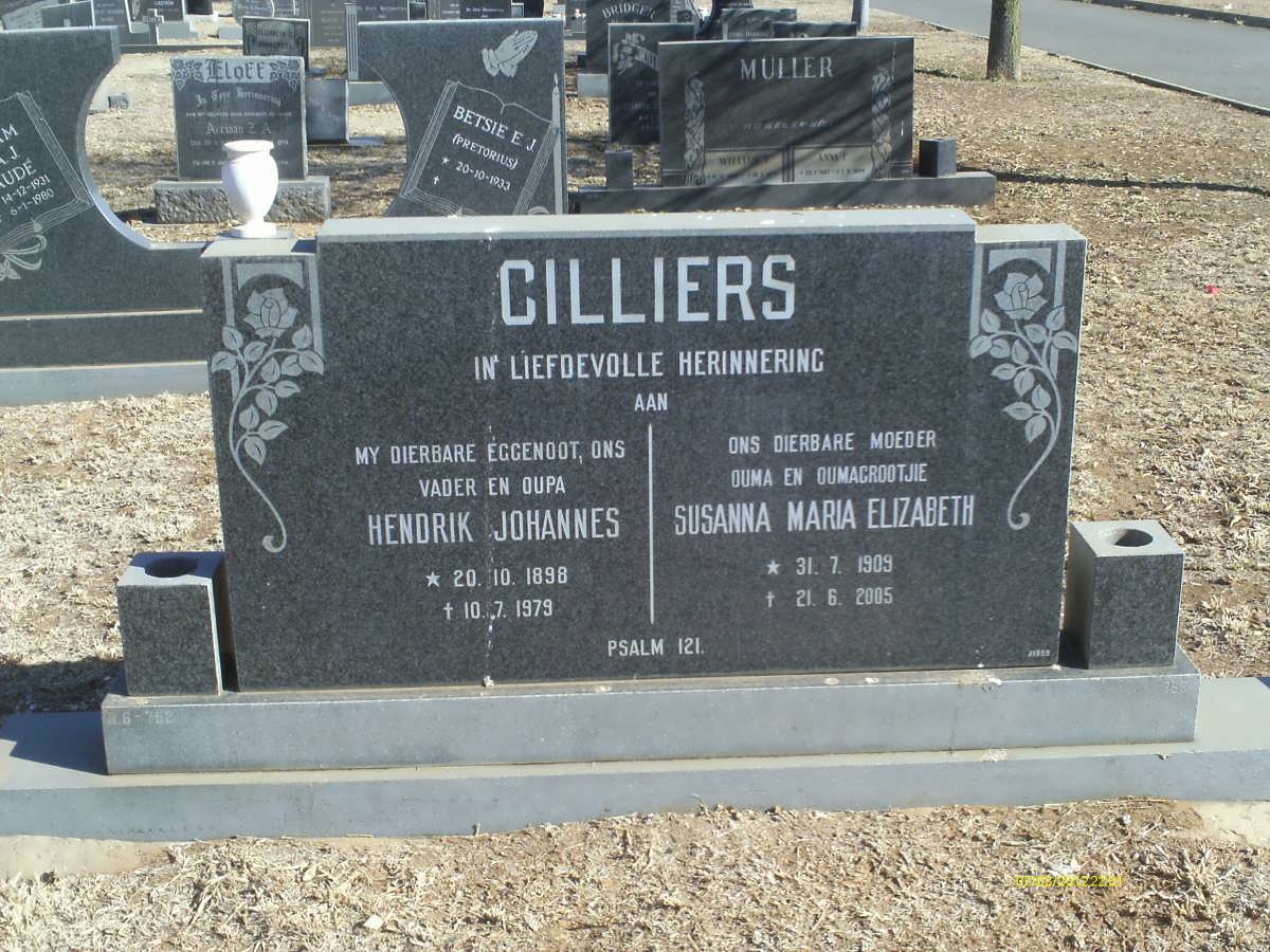 CILLIERS Hendrik Johannes 1898-1979 &amp; Susanna Maria Elizabeth 1909-2005