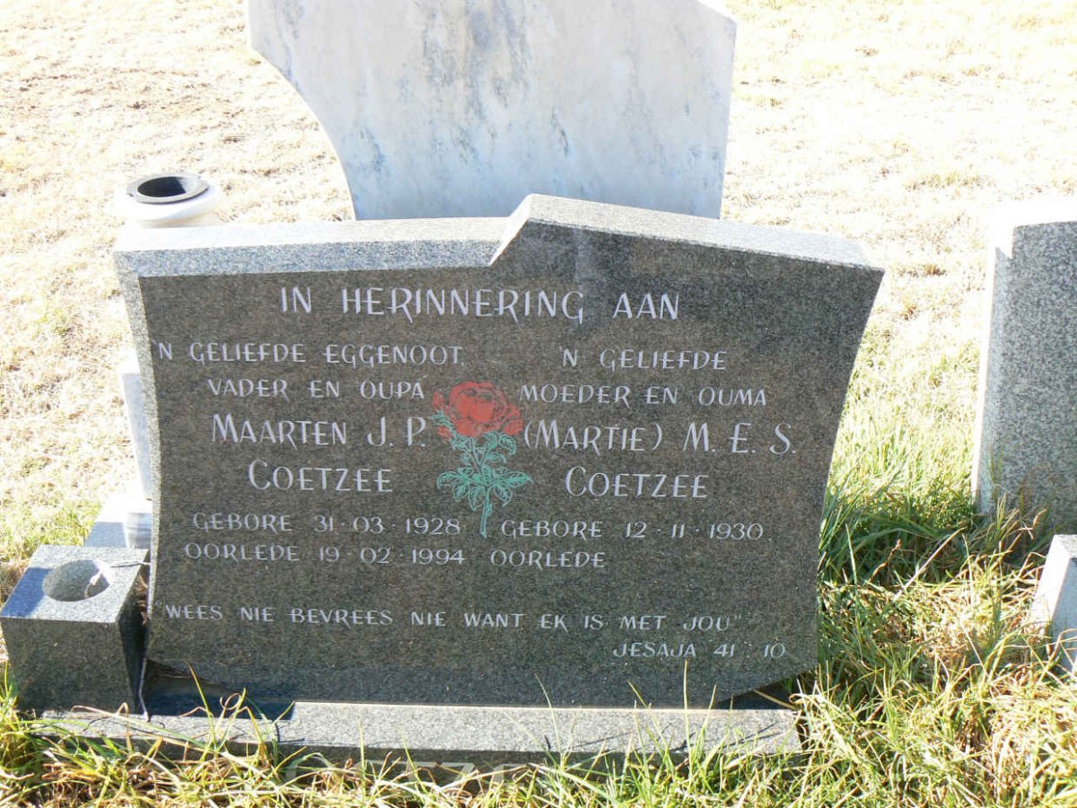 COETZEE Maartin J.P. 1928-1994 &amp; M.E.S. 1930-