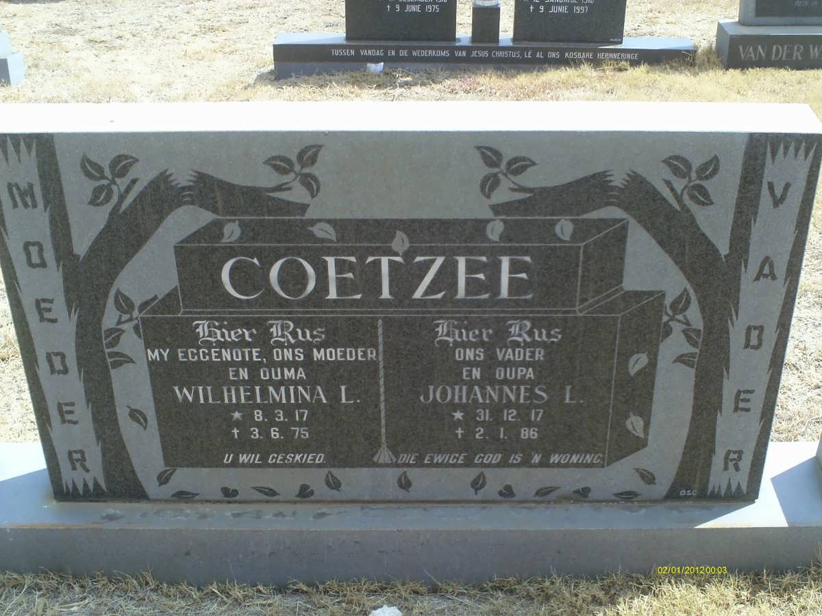 COETZEE Johannes L. 1917-1986 &amp; Wilhelmina L. 1917-1975