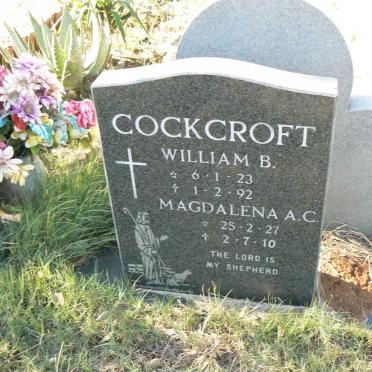 COCKCROFT William B. 1923-1992 &amp; Magdalena A.C. 1927-2010