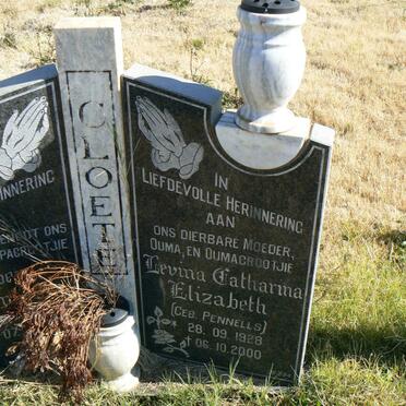 CLOETE Levina Catharina Elizabeth nee PENNELLS 1928-2000