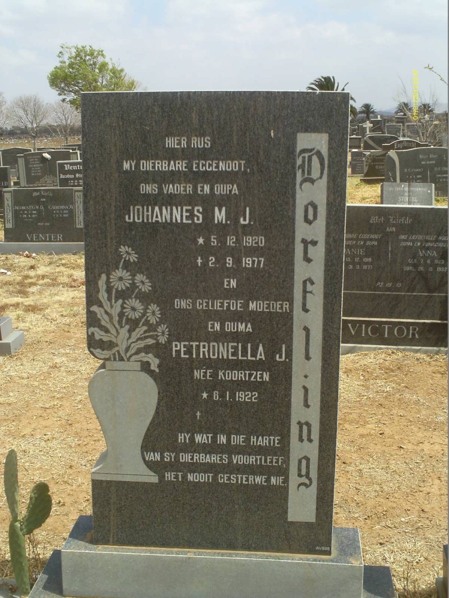 DORFLING Johannes M.J. 1920-1977 &amp; Petronella J. KOORTZEN 1922-