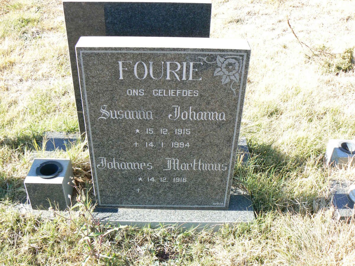 FOURIE Johannes Marthinus 1916- &amp; Susanna Johanna 1915-1994