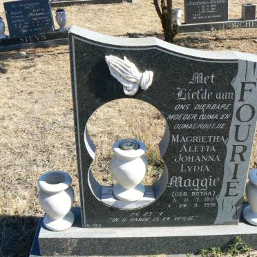 FOURIE Magrietha Aletta Johanna Lydia nee BOTHA 1911-1991
