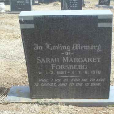 FORSBERG Sarah Margaret 1897-1978